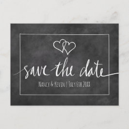 Chalkboardタイポグラフィ日付のカードを結婚保存する 案内ポストカード