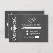 ChalkboardチョークハートウェディングRSVPカードの招待 出欠カード (正面/裏面)