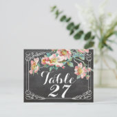 chalkboardテーブル結婚番号，，のテーブル番号 ポストカード (スタンド正面)
