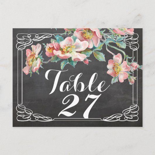 chalkboardテーブル結婚番号，，のテーブル番号 ポストカード (正面)