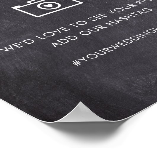ChalkboardハッシュタグSNS結婚披露宴のサイン ポスター (角)