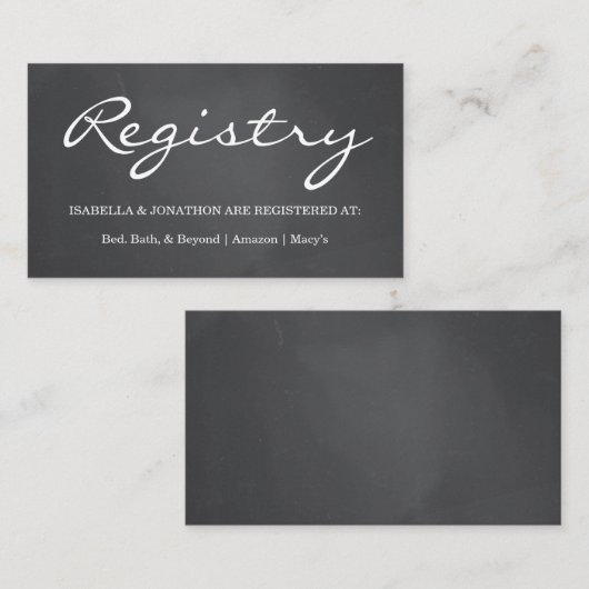 Chalkboardバックグランドギフト登録エンクロージャカード エンクロージャーカード (正面/裏面)