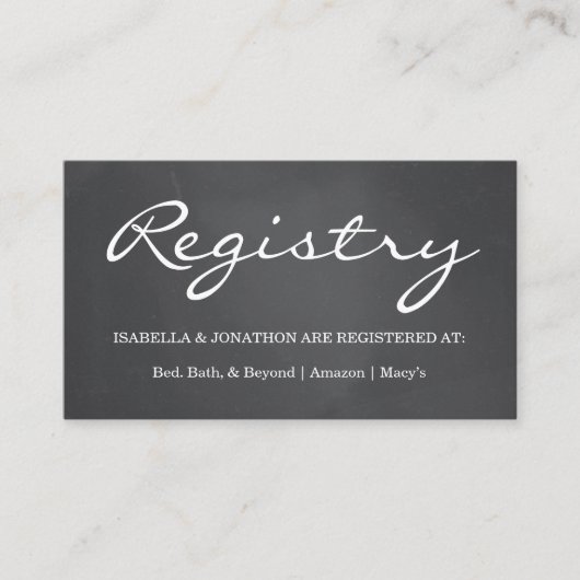 Chalkboardバックグランドギフト登録エンクロージャカード エンクロージャーカード (正面)