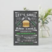 ChalkboardバックヤードバーベキューBBQパーティの招待状 招待状 (スタンド正面)