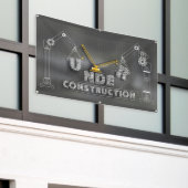 Chalkboardバナーの建築の下の看板 横断幕 (ビルの外側)