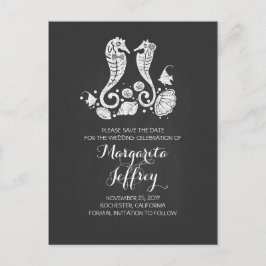 Chalkboardビーチ日付ポストカードを保存 案内ポストカード