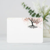 Chalkboardピンクハートリーフ結婚ツリーありがとう サンキューカード (スタンド正面)