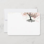 Chalkboardピンクハートリーフ結婚ツリーありがとう サンキューカード (正面)