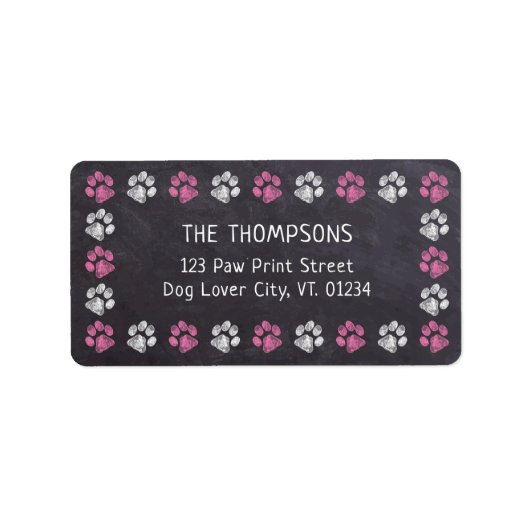 Chalkboardピンクポープリント差出人住所ラベル ラベル (正面)