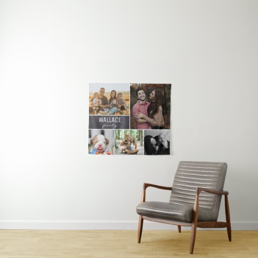 Chalkboardファミリー懇親会フォトコラージュ タペストリー (インサイチュ(横))