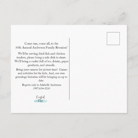 Chalkboardファミリ懇親会日付の保存 案内ポストカード (裏面)