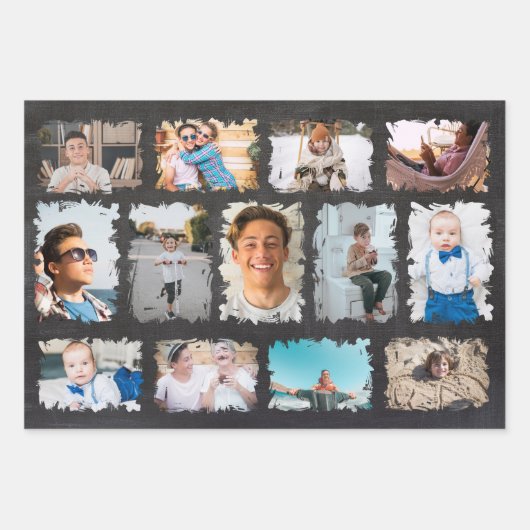 Chalkboardフォトコラージュ名卒業生 ラッピングペーパーシート (正面)