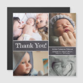 Chalkboardフォトコラージュ男の赤ちゃんシャワーサンキュー (正面/裏面)