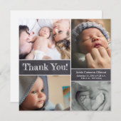 Chalkboardフォトコラージュ男の赤ちゃんシャワーサンキュー サンキューカード (正面/裏面)
