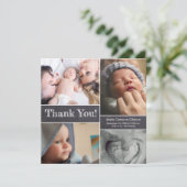 Chalkboardフォトコラージュ男の赤ちゃんシャワーサンキュー サンキューカード (スタンド正面)