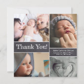 Chalkboardフォトコラージュ男の赤ちゃんシャワーサンキュー サンキューカード (正面)