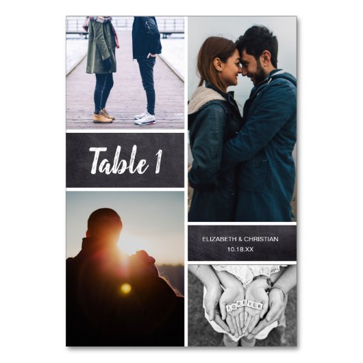 Chalkboardフォトコラージュ結婚のテーブル番号 テーブルナンバー (裏面)