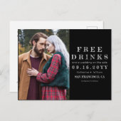 Chalkboardフリー飲み結婚物の写真日付を保存 案内ポストカード (正面/裏面)