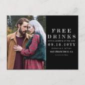 Chalkboardフリー飲み結婚物の写真日付を保存 案内ポストカード (正面)