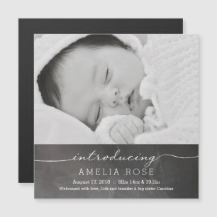 Chalkboardフルフォトベビー発表 マグネット招待状