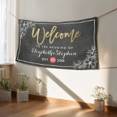 Chalkboardフローラシック金ゴールドス結婚クリプトへようこそ 横断幕