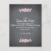 Chalkboardフローラリース日付の保存 案内ポストカード (正面)