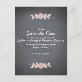 Chalkboardフローラリース日付の保存 案内ポストカード