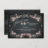 Chalkboardフローラヴィンテージはっきりしたありがとう サンキューカード (正面/裏面)