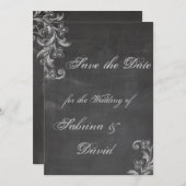 Chalkboardフローラ日付の保存 セーブザデート (正面/裏面)