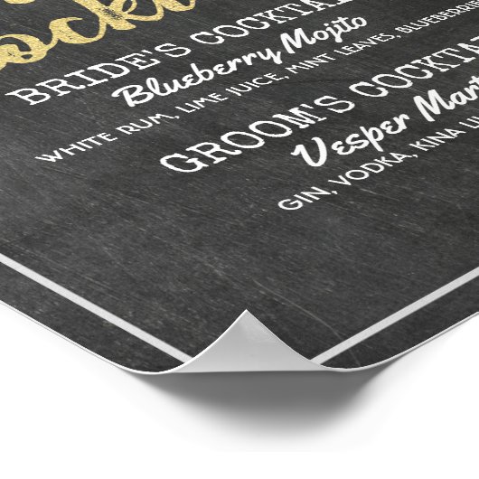 Chalkboardフローラ結婚のシグネチャードリンクメニュー ポスター (角)