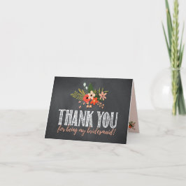 ChalkboardフローラBridesmaid Thank You サンキューカード