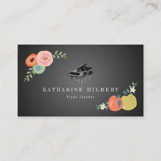 ChalkboardフローラPianoTeacher名刺 名刺 (正面)