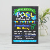 Chalkboardブループール誕生日サマーバッシュ 招待状 (スタンド正面)