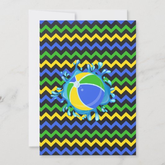 Chalkboardブループール誕生日サマーバッシュ 招待状 (裏面)