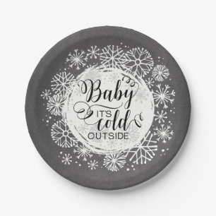 Chalkboardベビー外が寒い7インチ紙プレート ペーパープレート