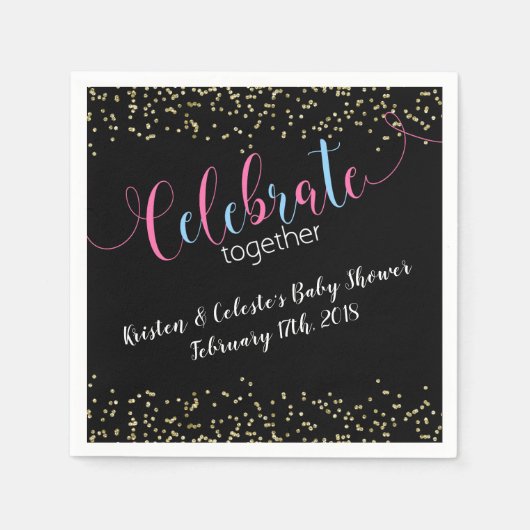 Chalkboardベビー結合ジョイントフレンズお祝い スタンダードカクテルナプキン (正面)