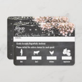 Chalkboardメニュー選択ピンクのハートリーフツリーRSVP 出欠カード (正面/裏面)