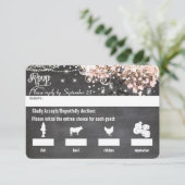 Chalkboardメニュー選択ピンクのハートリーフツリーRSVP 出欠カード (スタンド正面)