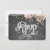 Chalkboardメニュー選択ピンクのハートリーフツリーRSVP 出欠カード (裏面)
