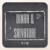 Chalkboardモダンシンプルスクリプト スクエアペーパーコースター (正面)