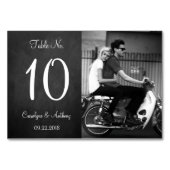Chalkboardモダン写真のテー結婚ブル番号カード テーブルナンバー (正面)