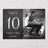 Chalkboardモダン写真のテー結婚ブル番号カード 招待状 (正面)