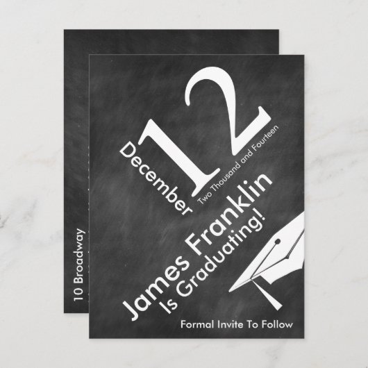 Chalkboardモダン卒業の日付を保存 案内ポストカード (正面/裏面)