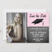 Chalkboardモダン卒業日写真を保存 案内状 (正面)