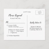 Chalkboardライツメイソンジャールフローラ結婚式RSVP インビテーションポストカード (裏面)