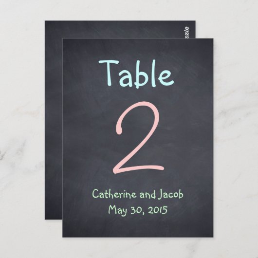 Chalkboardルック結婚スのテーブル番号カード ポストカード (正面/裏面)