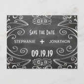 Chalkboardヴィンテージ日付の保存 案内ポストカード (正面)