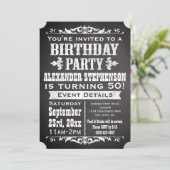 ChalkboardヴィンテージBlackboardテーマ誕生日パーティー 招待状 (スタンド正面)