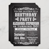 ChalkboardヴィンテージBlackboardテーマ誕生日パーティー 招待状 (正面/裏面)