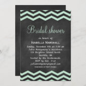 Chalkboard上のシェブロンブライダルシャワー招待状- mint 招待状 (正面/裏面)